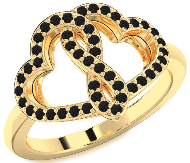 Black Diamond Gold Heart Infinity Ring