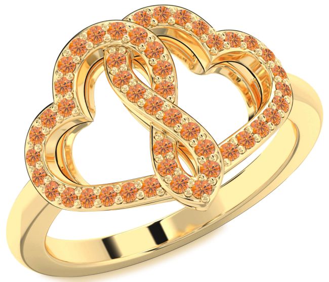 Citrine Gold Silver Heart Infinity Ring