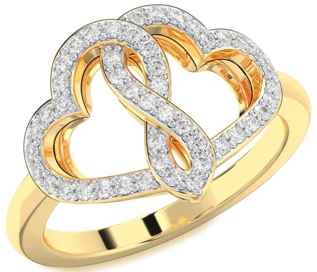 Lab Diamond Gold Silver Heart Infinity Ring