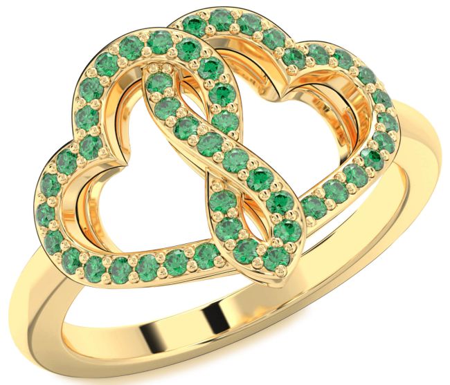 Emerald Gold Heart Infinity Ring