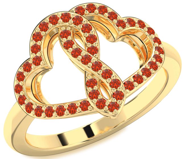 Fire Opal Gold Heart Infinity Ring