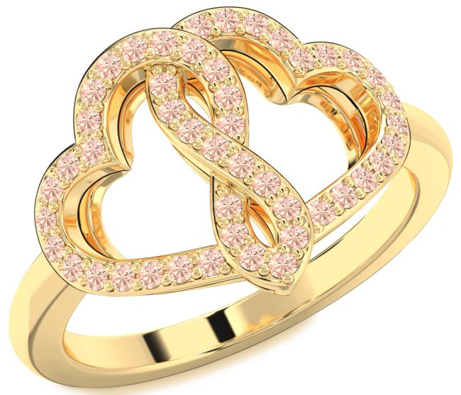 Morganite Gold Heart Infinity Ring