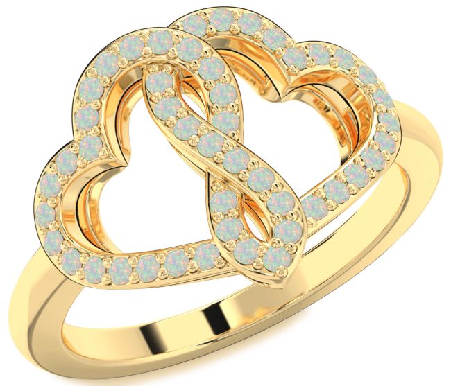 Opal Gold Heart Infinity Ring