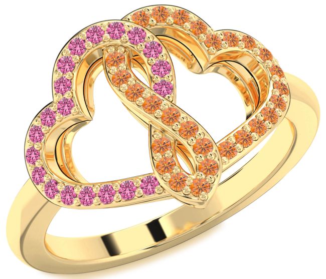 Ruby & Citrine Gold Heart Infinity Promise Ring