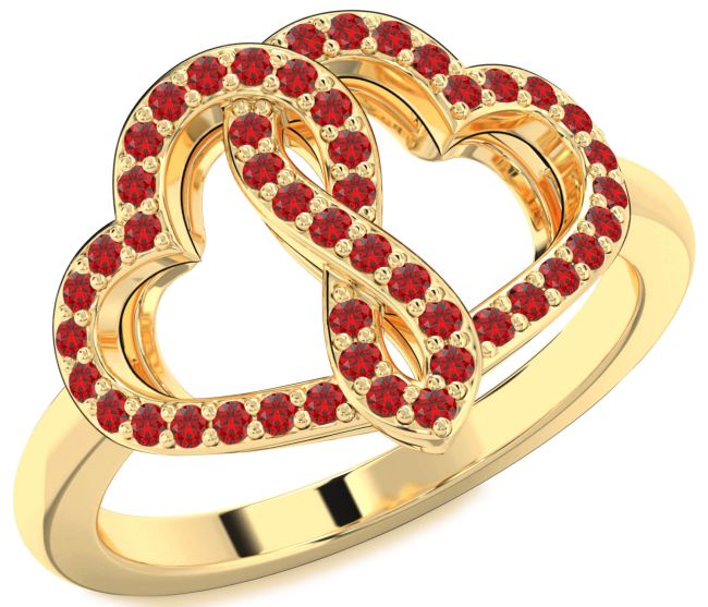 Ruby Gold Heart Infinity Ring