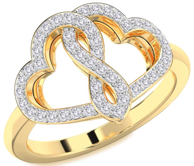 Salt & Pepper Diamond Gold Heart Infinity Ring