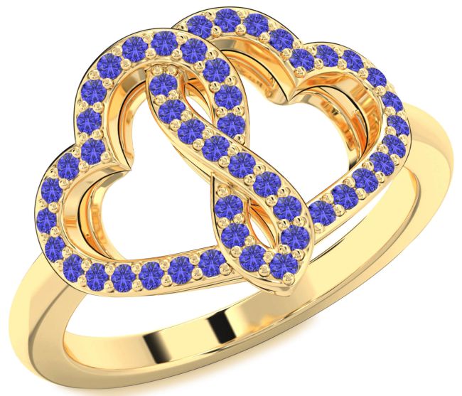 Tanzanite Gold Silver Heart Infinity Ring