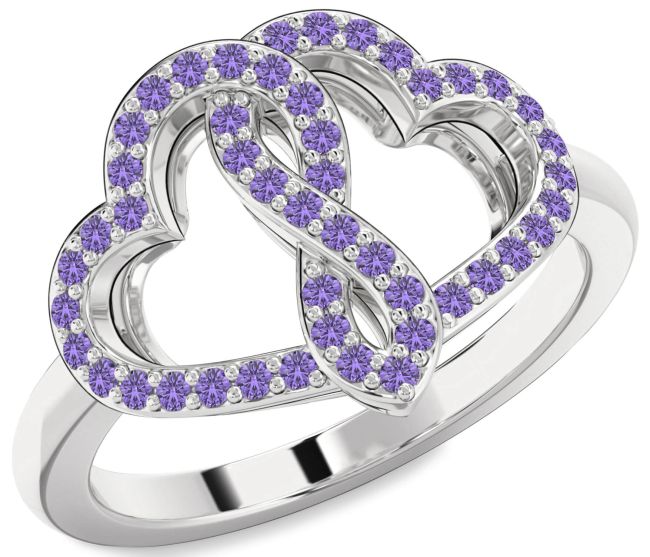 Alexandrite Silver Heart Infinity Ring