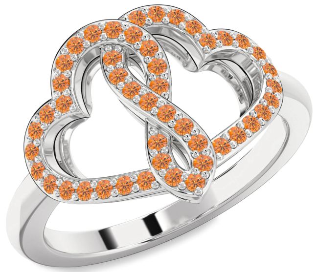 Citrine Silver Heart Infinity Ring