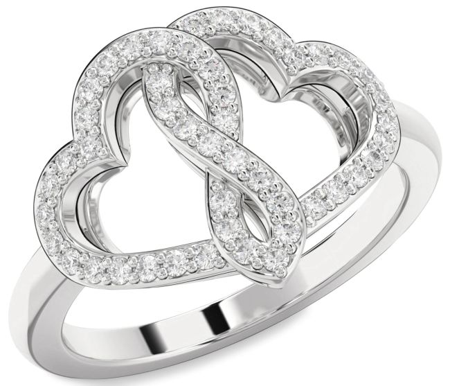 Lab Diamond Silver Heart Infinity Ring