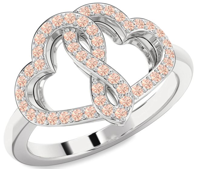 Morganite Silver Heart Infinity Ring