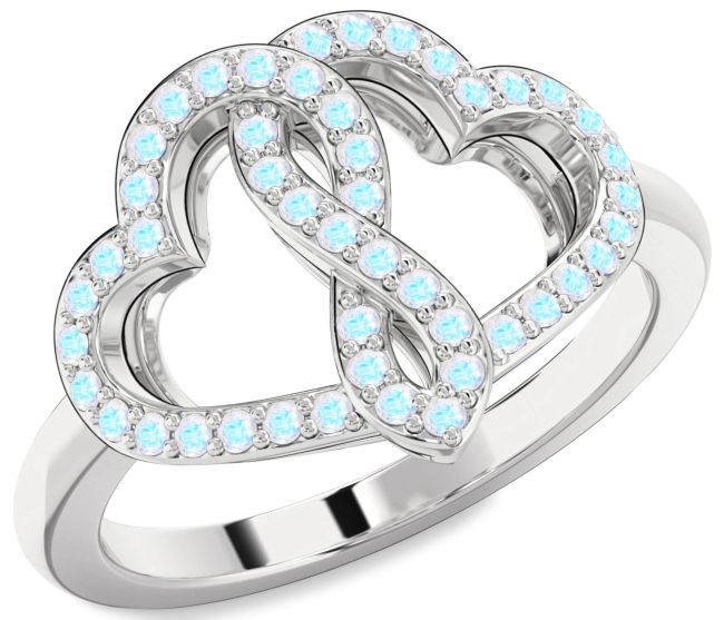 Moonstone Silver Heart Infinity Ring