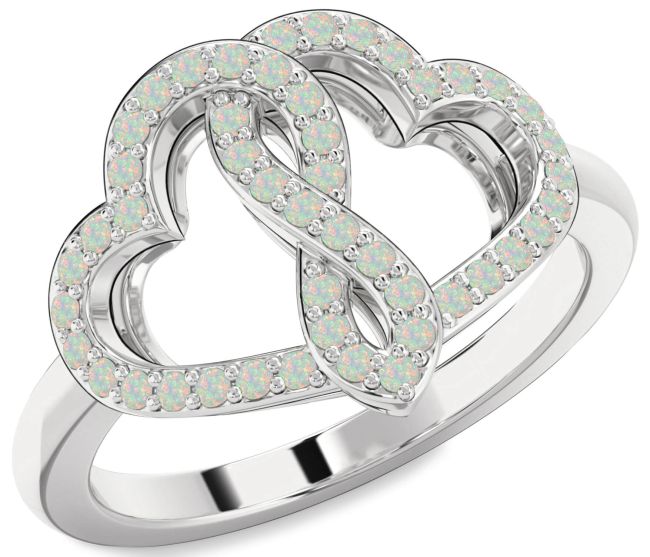 Opal Platinum Heart Infinity Ring