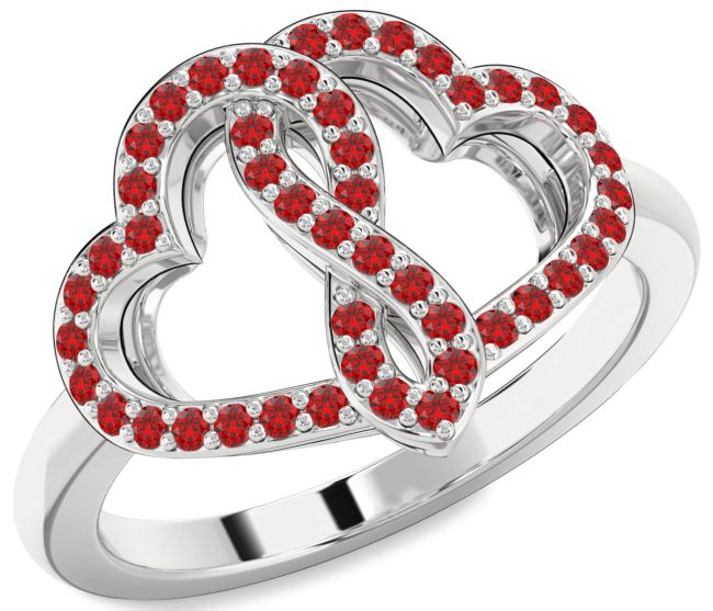Ruby Platinum Heart Infinity Ring