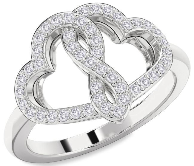 Salt & Pepper Diamond Platinum Heart Infinity Ring