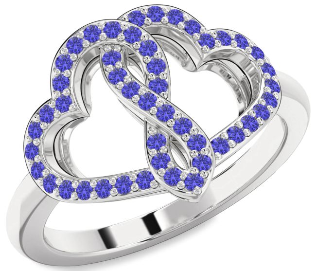 Tanzanite Silver Heart Infinity Ring