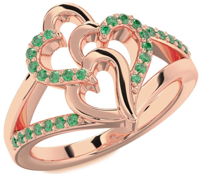 Emerald Rose Gold Heart Ring
