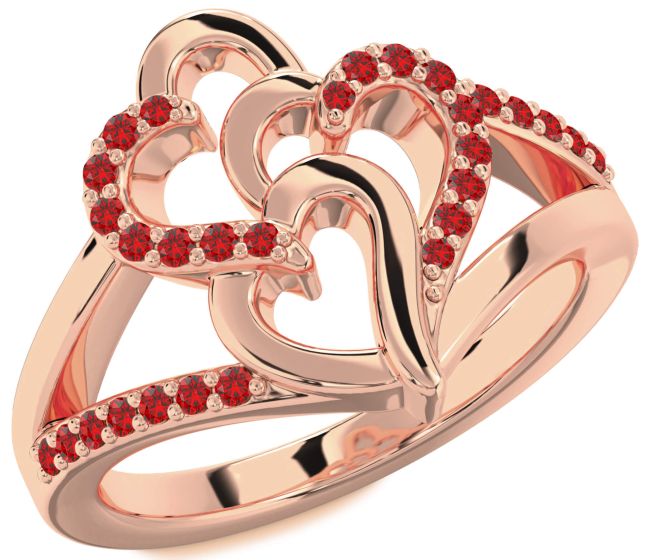 Ruby Rose Gold Silver Heart Ring