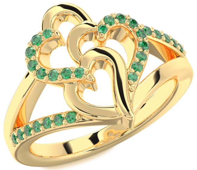 Emerald Gold Heart Ring