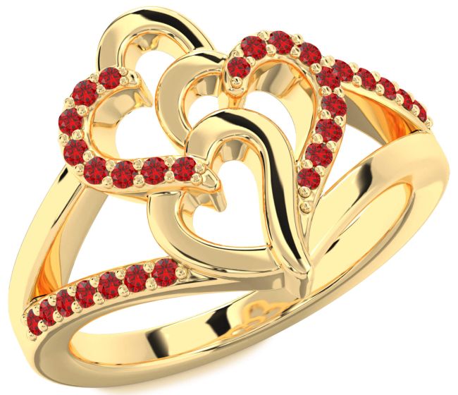 Ruby Gold Heart Ring