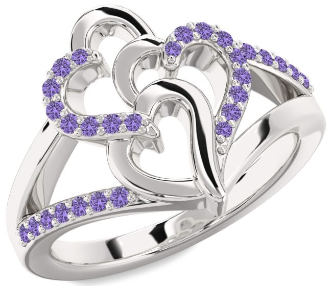 Alexandrite Platinum Heart Ring