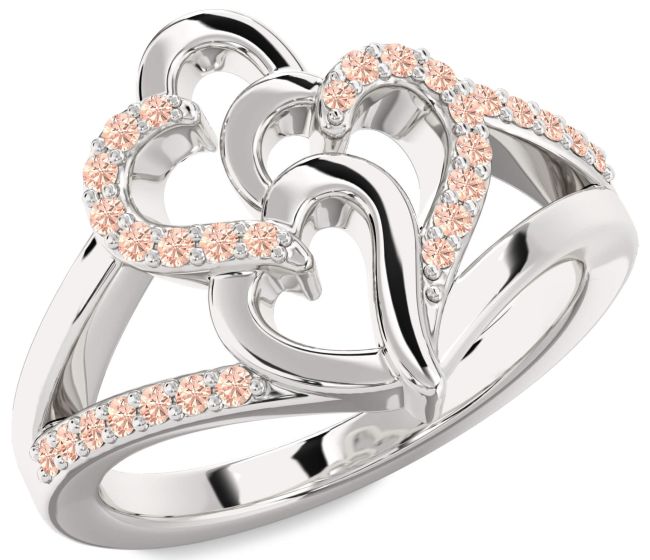 Morganite Platinum Heart Ring