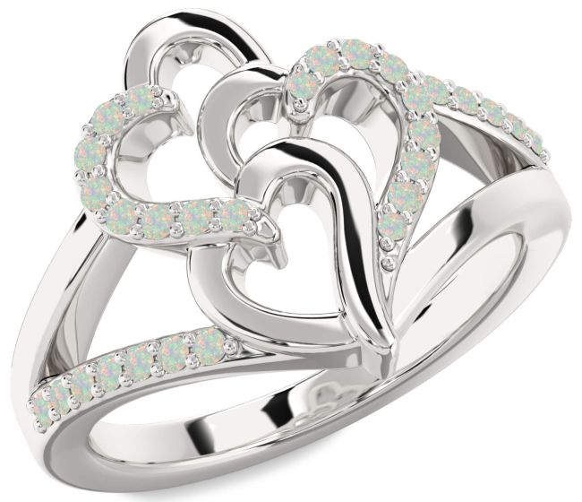 Opal Platinum Heart Ring