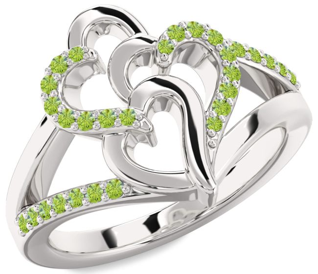 Peridot Platinum Heart Ring