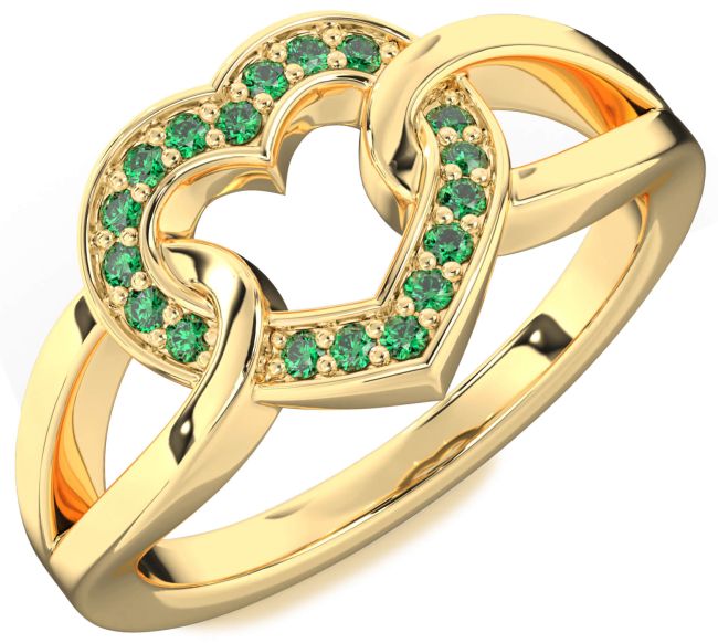Emerald Gold Heart Ring