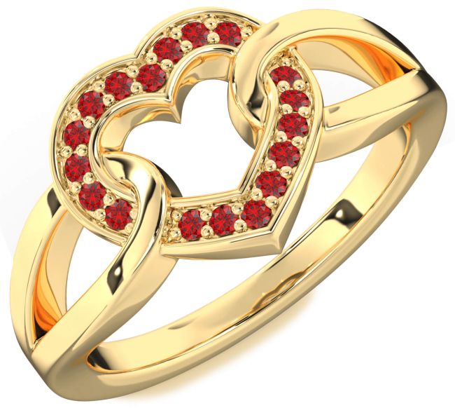 Ruby Gold Heart Ring
