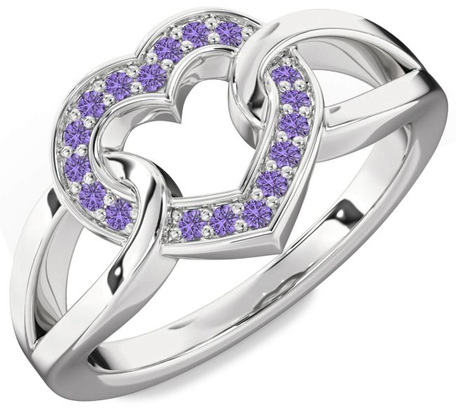 Alexandrite Platinum Heart Ring