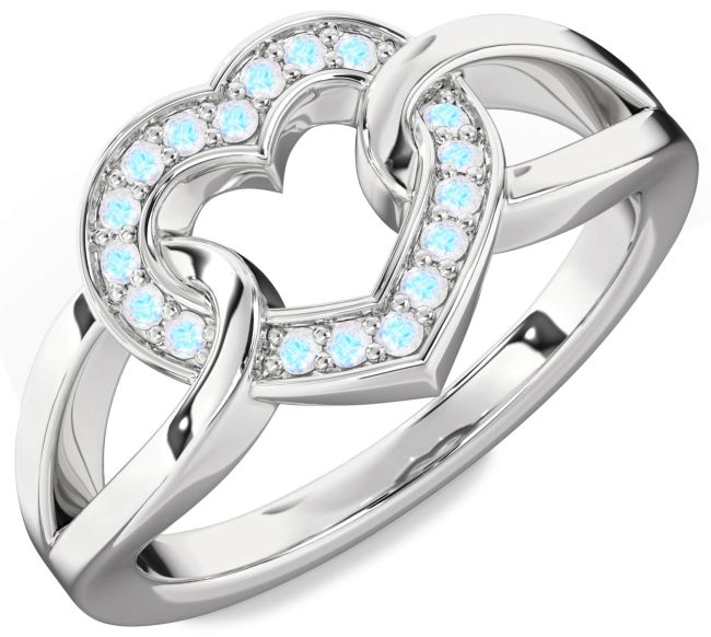 Moonstone Platinum Heart Ring