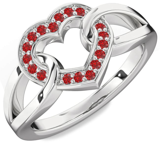 Ruby Platinum Heart Ring