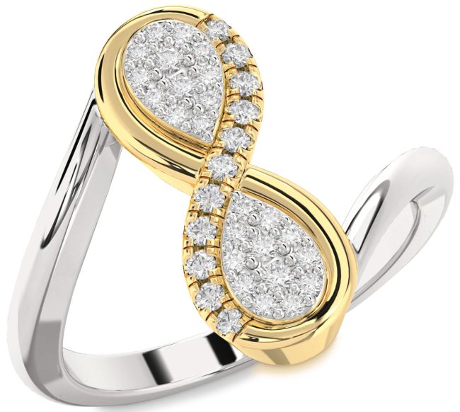 Diamond Platinum & Yellow Gold Infinity Round Ring