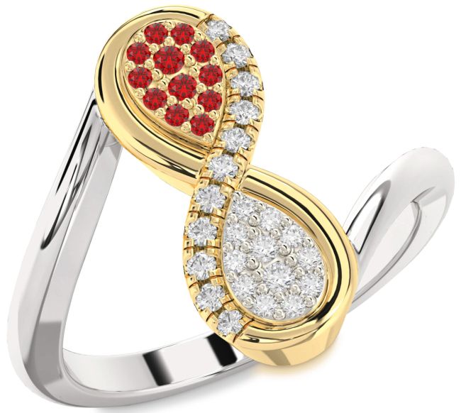 Diamond & Ruby Gold Silver Infinity Round Promise Ring