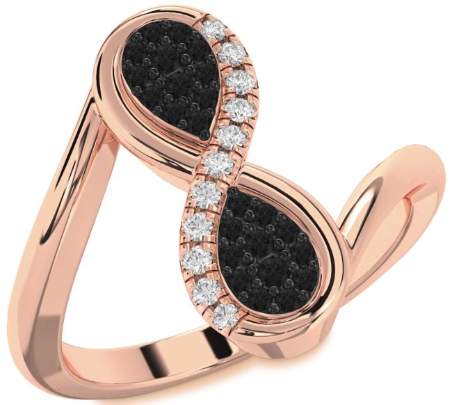 Black Diamond Rose Gold Infinity Round Ring