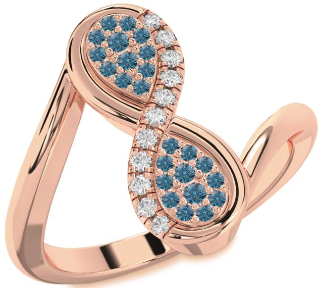 Blue Diamond Rose Gold Infinity Round Ring