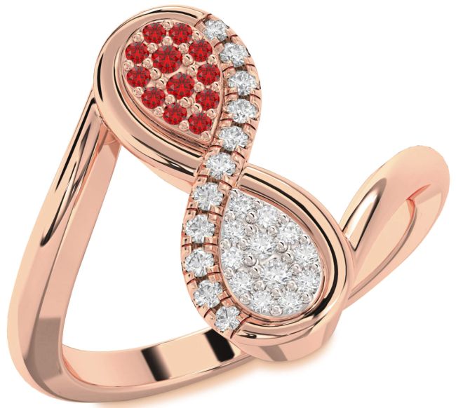 Diamond & Ruby Rose Gold Infinity Round Promise Ring