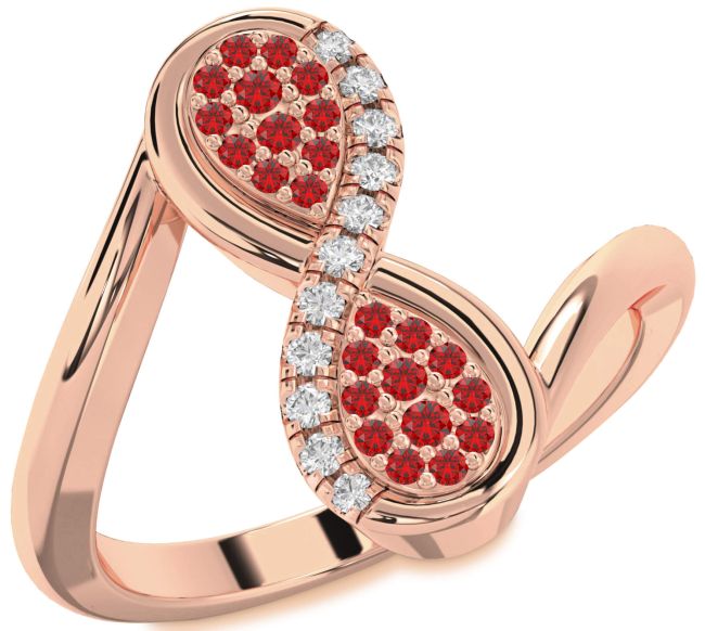 Diamond Ruby Rose Gold Infinity Round Ring