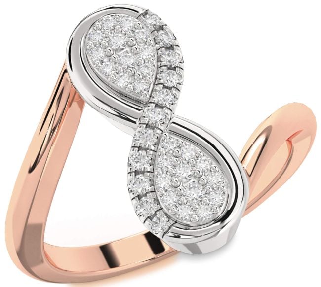 Lab Diamond Rose Gold Silver Infinity Round Ring