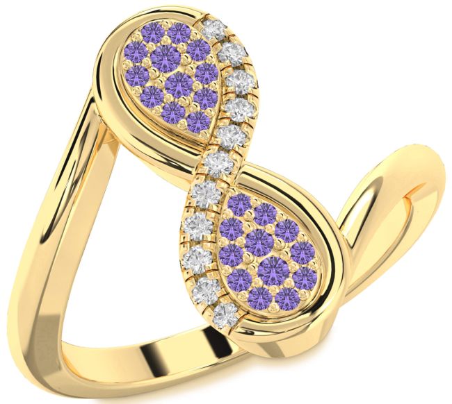 Diamond Alexandrite Gold Infinity Round Ring