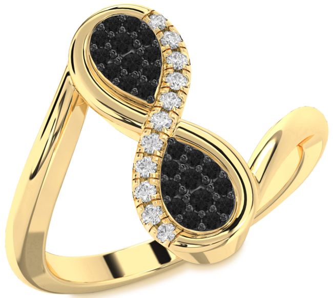 Black Diamond Gold Infinity Round Ring