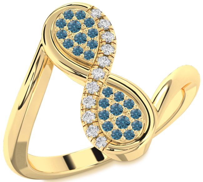 Blue Diamond Gold Infinity Round Ring