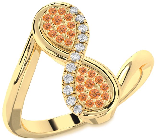 Diamond Citrine Gold Infinity Round Ring