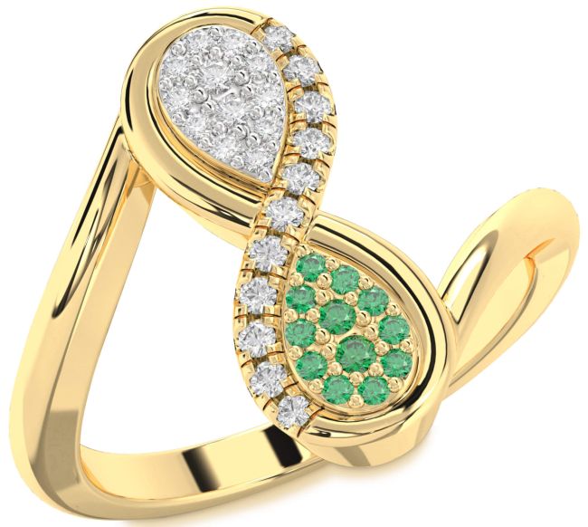 Emerald & Diamond Gold Infinity Round Promise Ring