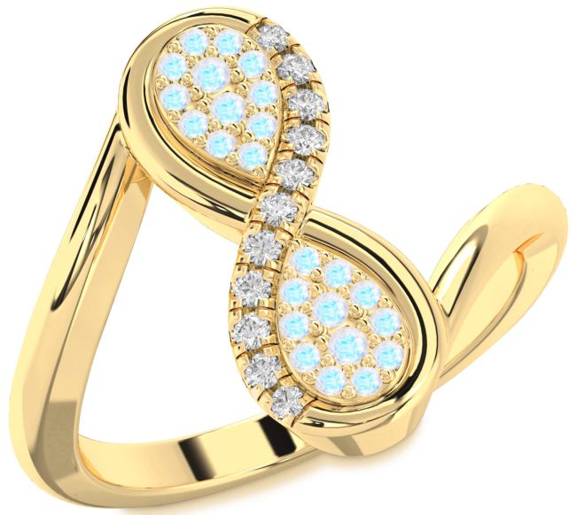Diamond Moonstone Gold Infinity Round Ring