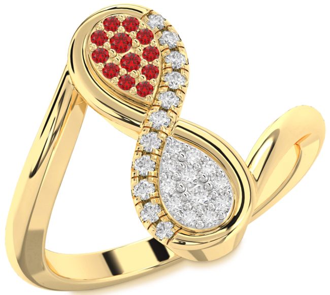 Diamond & Ruby Gold Infinity Round Promise Ring