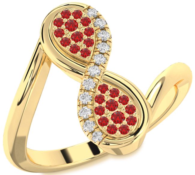 Diamond Ruby Gold Infinity Round Ring