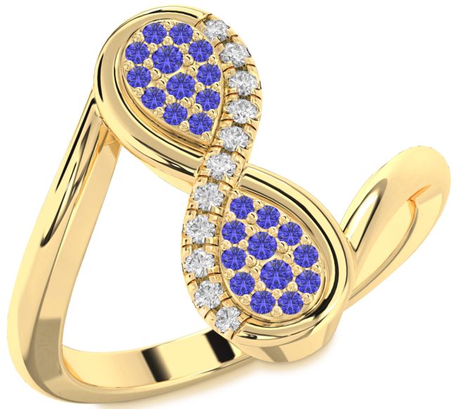 Diamond Tanzanite Gold Infinity Round Ring