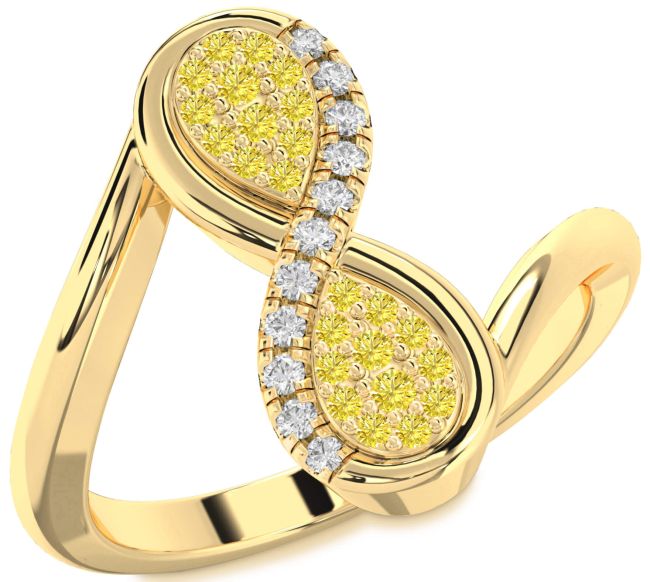 Yellow Diamond Gold Silver Infinity Round Ring